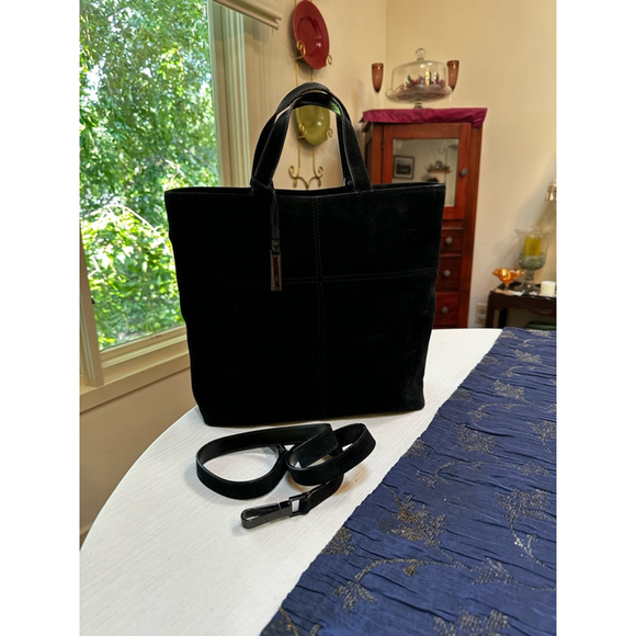 Gucci Handbags - Gucci Black Suede Large Tote w/ Crossbody Strap